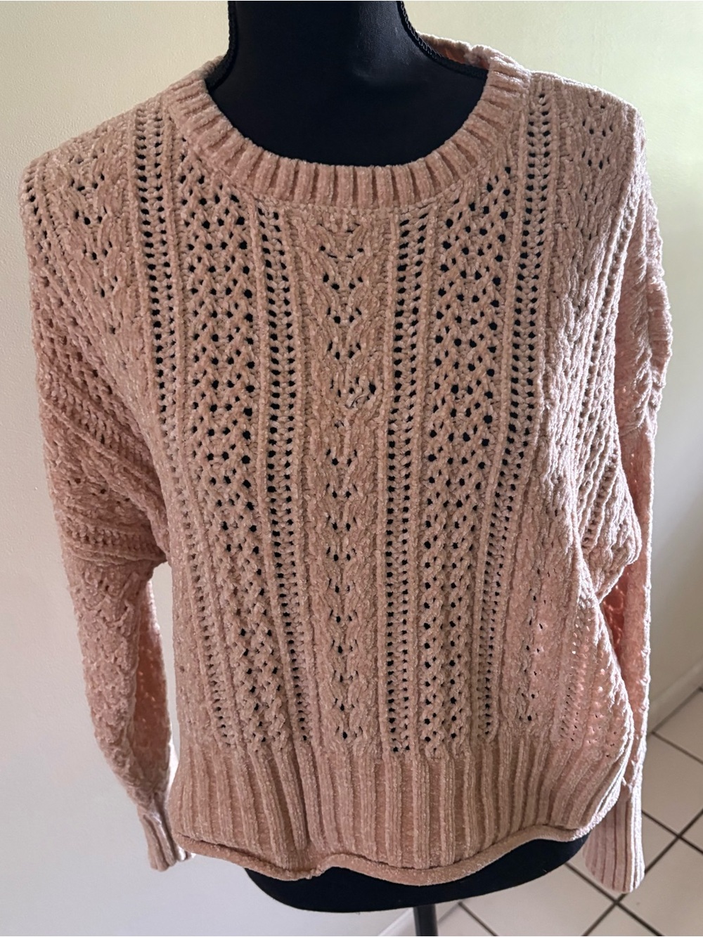 Altar’d State Women’s Lightweight Open-Knit Crewneck Sweater